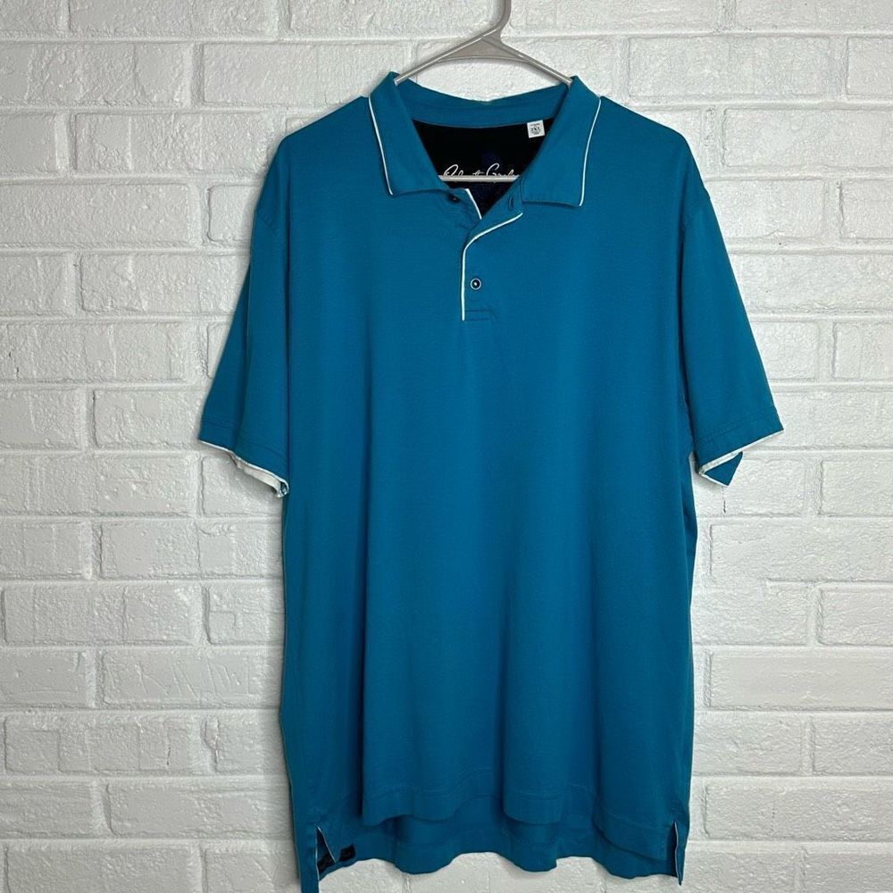 Robert Graham Blue Cotton Polo Short Sleeve size 2XL XXL